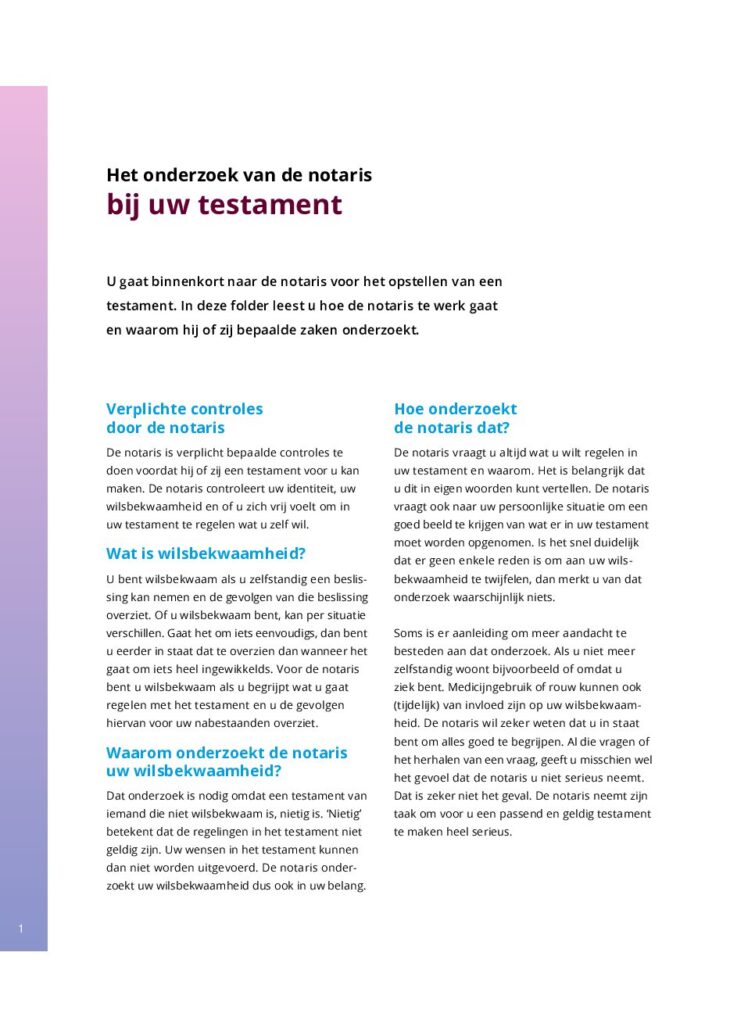 Knb onderzoek testament