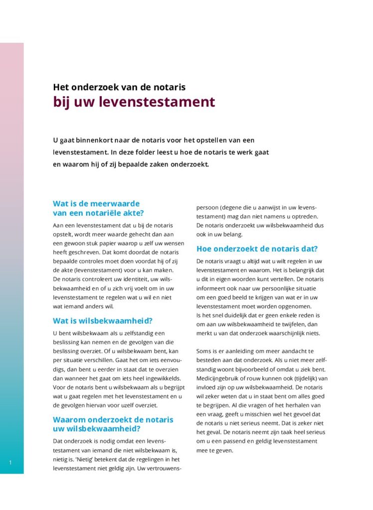 Knb onderzoek levenstestament